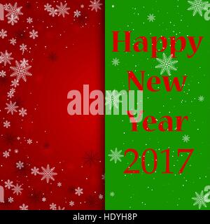 Scheda di Natale con caratteri neri su sfondo rosso Anno Nuovo Illustrazione Vettoriale