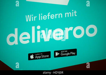 Das Logo der Marke 'Deliveroo', Berlino.