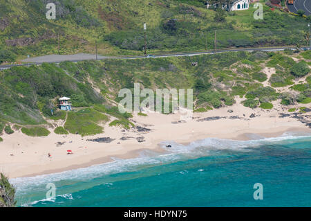 Spiaggia di Waimanalo Bay, Costa sopravento, Oahu, Hawaii. Foto Stock