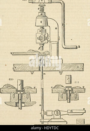 Questo supplemento del 1864 al "Dizionario delle arti, dei produttori e delle miniere di Ure" analizza i principi e le pratiche di vari settori, offrendo spiegazioni dettagliate sui processi tecnici nella produzione e nell'estrazione mineraria. Foto Stock