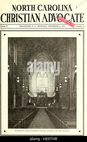Il "North Carolina Christian Advocate" (1894) è un periodico religioso che fornisce articoli, sermoni e commenti religiosi per la comunità metodista della Carolina del Nord durante la fine del XIX secolo. Foto Stock