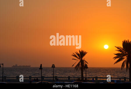 Tramonto a Jeddah Corniche Foto Stock
