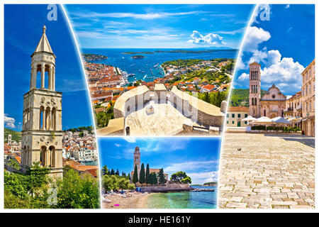 Isola di Hvar cartoline turistiche, i luoghi più famosi e la bellissima natura, Dalmazia, Croazia Foto Stock