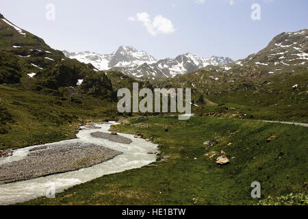Flusso Faggenbach, Kaunertal Valley, Tirolo, Austria, Europa Foto Stock