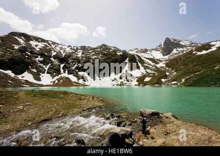 Lago Weisssee, Kaunertal Valley, Tirolo, Austria, Europa Foto Stock