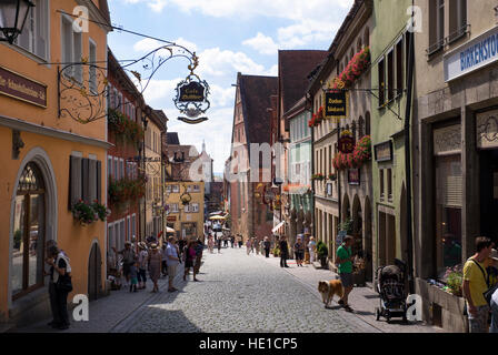Schmiedgasse, Rothenburg ob der Tauber, Media Franconia, Franconia, Baviera, Germania Foto Stock