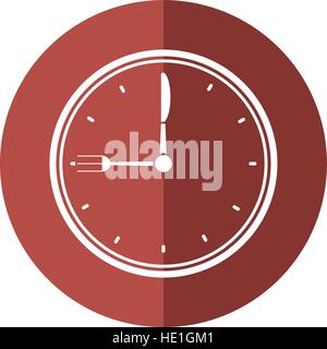 Tempo di clock ristorante forchetta e coltello ombra Illustrazione Vettoriale