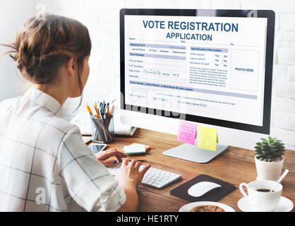 Votazione la richiesta di registrazione di concetto di elezione Foto Stock