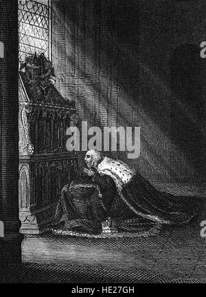 Dopo l assassinio di Thomas Becket nel 1170., Enrico II Esecuzione di un atto di penitenza il 12 luglio 1174 a Canterbury, quando egli Confessò pubblicamente i suoi peccati. Egli ha quindi consentito di ogni vescovo presente a dargli cinque colpi da una asta, quindi ciascuna delle 80 monaci della Cattedrale di Canterbury diede al re tre colpi. Il re allora offerto doni a Becket il santuario e trascorso una veglia a Becket la tomba. Foto Stock