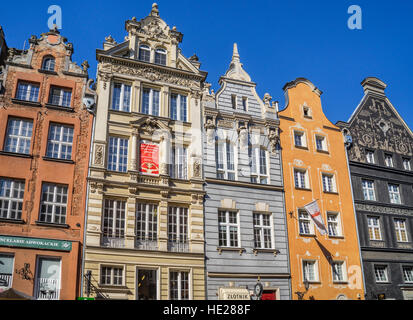 Polonia, Pomerania, Gdansk (Danzica), le case patrizie a Long Lane (Langgasse/ ulica Dluga) Foto Stock