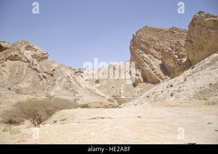 Mubazzarah Dam e del Parco di Al Ain Emirati Arabi Uniti in attesa capannone Roofdeck alberi rocce calcaree Tunnel caduta ad albero la molla Foto Stock