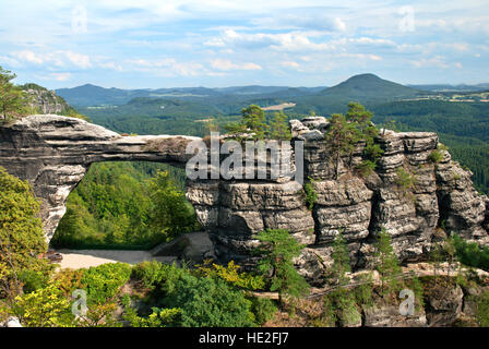 Pravcicka brana porta naturale nel Czech-Saxon Svizzera nella Repubblica Ceca Foto Stock