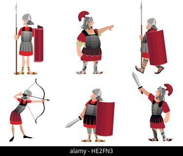 Illustrazione Vettoriale di sei guerrieri romani Illustrazione Vettoriale