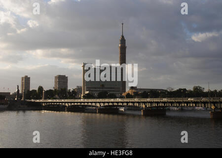 Il Cairo intorno al Qasr El Ponte sul Nilo dopo che ha piovuto, Il Cairo, Egitto Foto Stock