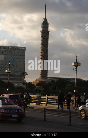 Il Cairo intorno al Qasr El Ponte sul Nilo dopo che ha piovuto, Il Cairo, Egitto Foto Stock