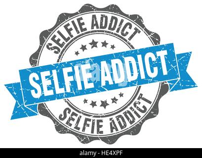 Selfie addict timbro. segno. La guarnizione Illustrazione Vettoriale