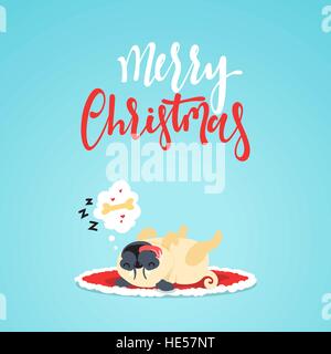 Personaggio simpatico Natale divertente cane in stile piatto Illustrazione Vettoriale