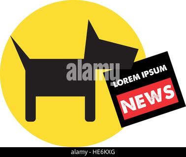 Il cane e il giornale il concetto di logo, EPS 10 supportato. Illustrazione Vettoriale