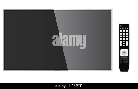 Smart TV con telecomando mock-up, Schermo del vettore Illustrazione Vettoriale