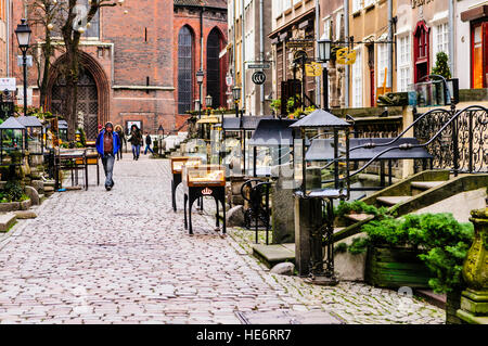 Mariacka Ulica in Gdansk, famosa per i suoi gioielli in ambra negozi. Foto Stock