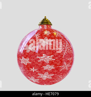Modello bianco su rosso natale Pallina, foto realistiche di computer grafica Foto Stock