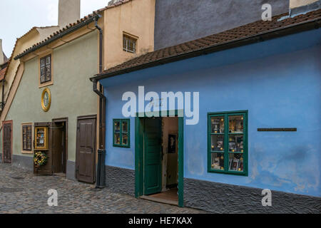 Golden Lane sul Castello di Praga, Hradcany, Sito Patrimonio Mondiale dell'UNESCO, Praga, Repubblica Ceca, Europa Foto Stock