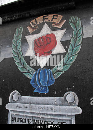 UFF murale unionista, off Shankill Road West Belfast, Irlanda del Nord, Regno Unito Foto Stock