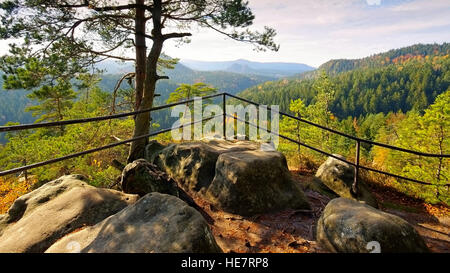 Im Kleinsteinaussicht Svizzera Sassone - viewpoint Kleinsteinaussicht in Elba montagne di arenaria, Sassonia Foto Stock
