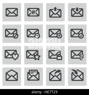 Linea del vettore icone di posta elettronica impostare Illustrazione Vettoriale