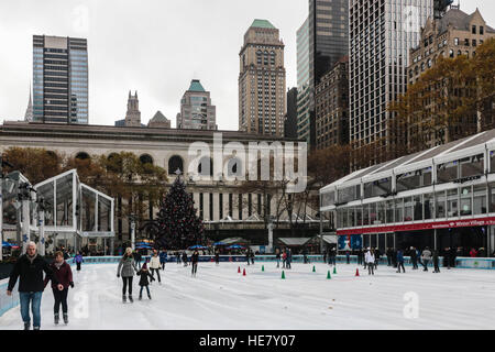 Bryant Park Pista di Pattinaggio Foto Stock