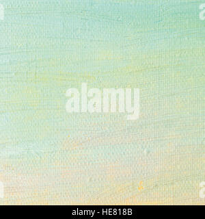 Pittura ad olio, sfondo luminoso blu ultramarino, giallo, rosa, turchese, grandi pennellate di pittura a trama dettagliata colori pastello macro closeup Foto Stock