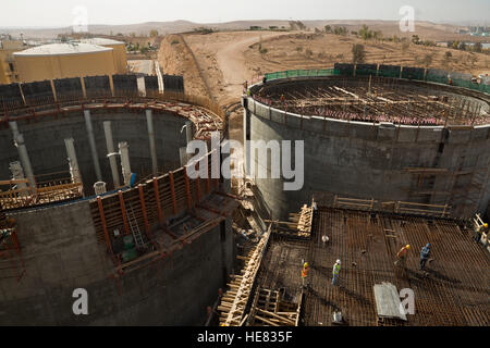 Costruzione del As-Samra impianto di trattamento delle acque reflue in Zarqa, Giordania. Foto Stock