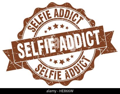 Selfie addict timbro. segno. La guarnizione Illustrazione Vettoriale