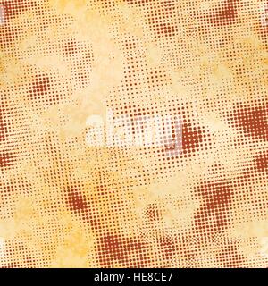 Giallo vecchia carta texture con grunge i punti dei mezzitoni, modello senza giunture Illustrazione Vettoriale