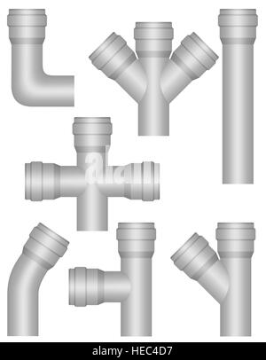 Industria tubi in plastica illustrazione isolati su sfondo bianco Foto Stock