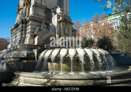 Fontana in Plaza de España, Madrid, Spagna. Foto Stock