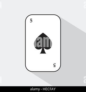 Scheda poker. capocorda 5. sfondo bianco per essere facilmente separabili. icona illustrazione immagine utilizzata per la stampa, sito web, tessuti, decorazione, progettazione, ecc. Illustrazione Vettoriale