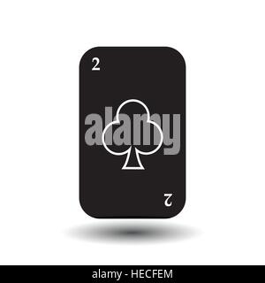Scheda di poker. Due club di nero. Bianco facile da separare lo sfondo icona illustrazione immagine utilizzata per la stampa, sito web, tessuti, decorazione, progettazione, ecc. Illustrazione Vettoriale