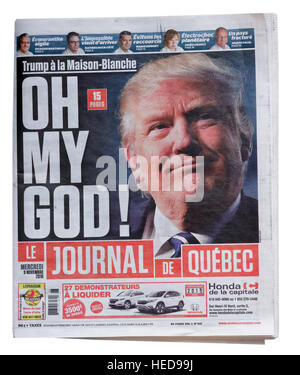 Le Journal de Quebec pagina anteriore a partire dal 9 novembre 2016 che copre la elezione di Donald Trump come presidente degli Stati Uniti Foto Stock