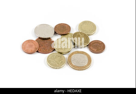 Un mucchio di monete Britanniche. Foto Stock
