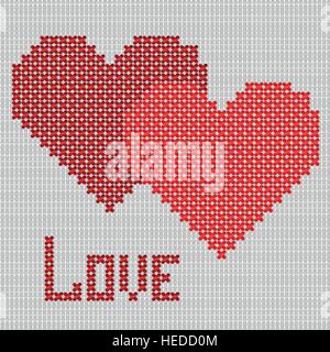 Fatte a mano cuore rosso simbolo Illustrazione Vettoriale