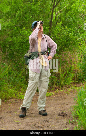 Birdwatching sul codone sentiero dei laghi, Santa Ana National Wildlife Refuge, Texas Foto Stock