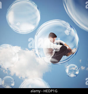 Isolare se stessi all'interno di una bolla Foto Stock