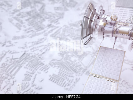 Monitor Satellite una città - il rendering 3D Foto Stock