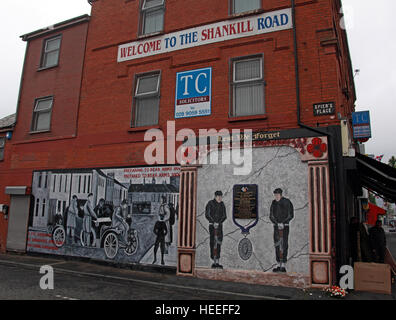 Belfast unionisti lealisti, murale & Benvenuto all'Shankill Road Foto Stock