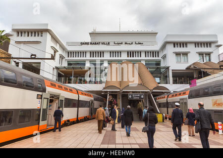 Stazione ferroviaria, Rabat, Marocco Foto Stock