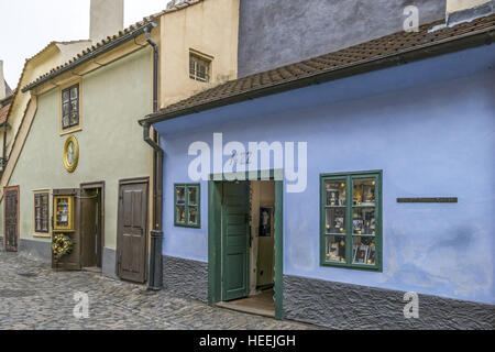 Golden Lane sul Castello di Praga, Hradcany, Sito Patrimonio Mondiale dell'UNESCO, Praga, Repubblica Ceca, Europa Foto Stock