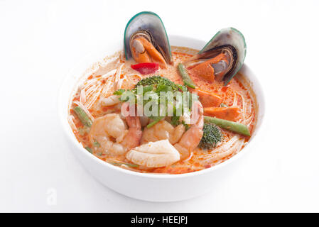 Frutti di mare zuppa laksa Foto Stock