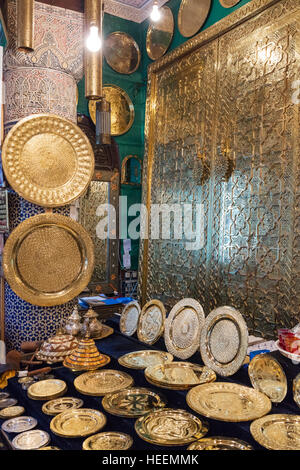 Metal Works shop, Fes, Marocco Foto Stock