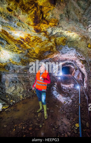 Scotgold chief executive Richard Grey raffigurato nelle risorse Scotgold Cononish miniera vicino a Tyndrum, Scozia Foto Stock